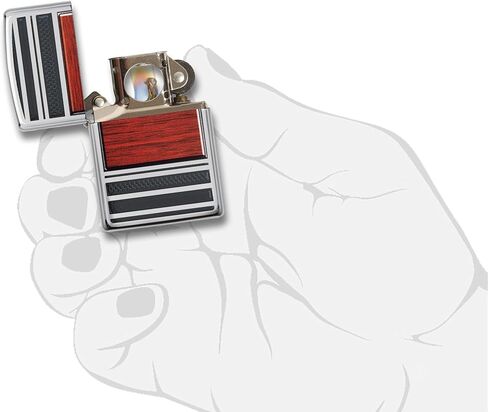 Zippo Wood Grain High Polish Chrome Pipe Pocket Lighter, One Size, Model Number: 28676 in Saudi Arabia