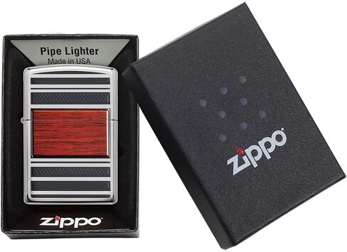 Zippo Wood Grain High Polish Chrome Pipe Pocket Lighter, One Size, Model Number: 28676 in Saudi Arabia