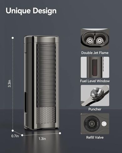 كوليا ولاعة سيجار مع ثقب سيجار وقفل امان، فكرة هدية رائعة للرجال (غاز البوتان غير متضمن) in Kuwait