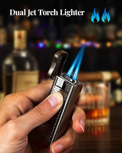 كوليا ولاعة سيجار مع ثقب سيجار وقفل امان، فكرة هدية رائعة للرجال (غاز البوتان غير متضمن) in Kuwait