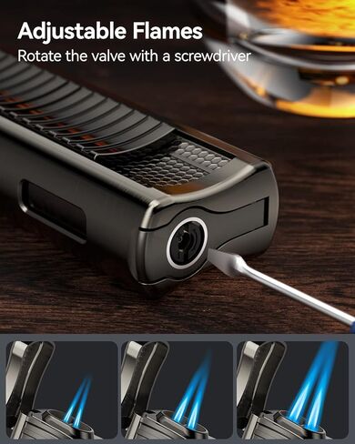 كوليا ولاعة سيجار مع ثقب سيجار وقفل امان، فكرة هدية رائعة للرجال (غاز البوتان غير متضمن) in Kuwait