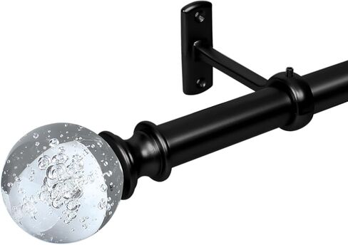 Curtain Rods, 1 Inch Curtain Rods for Windows 144 to 168, Black Curtain Rod, Hanging Curtain Rod with Brackets, Outdoor Curtain Rod, Telescope Curtain Rod, with Ball Finials Crystal, 144"-168" in Kuwait