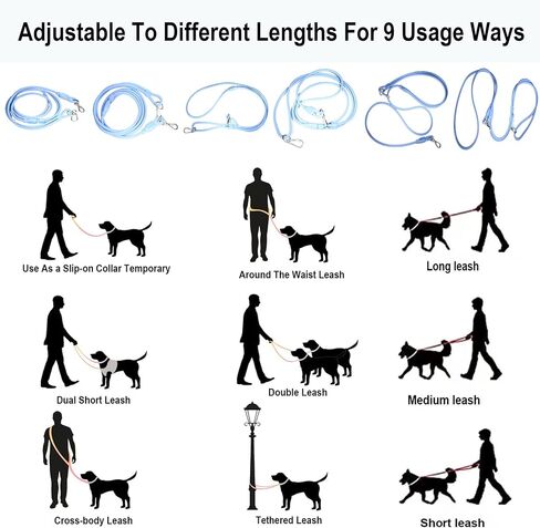 9-in-1 Hands Free Dog Leash Crossbody/Waist Black Small Dogs in Kuwait
