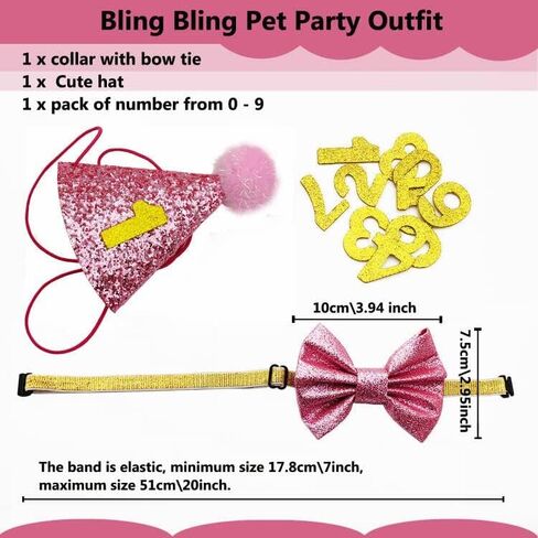 Do-Dottii Cat Kitten Kitty قبعة عيد ميلاد قبعة ربطة عنق على شكل فيونكة للقطط عيد ميلاد سعيد راية ألعاب لوازم الحفلات ديكورات ملابس قطة صغيرة النعناع البري مضغ ألعاب ركلة لفتاة القط (وردي) in Kuwait