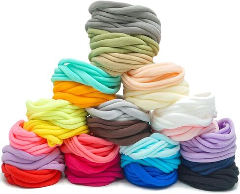 200 قطعة 25 لونًا عالية التمدد اصنعها بنفسك عصابات رأس نايلون عارية مرنة لأربطة شعر الأطفال الرضع ربطات الرأس حلقات الأذن ربطات العنق والمشاريع الحرفية والأنشطة الرياضية النسائية in Kuwait