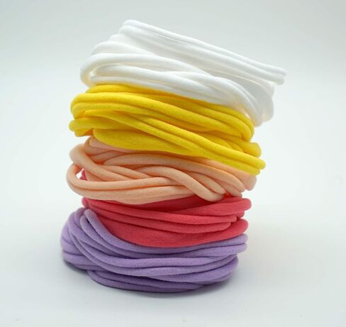 200 قطعة 25 لونًا عالية التمدد اصنعها بنفسك عصابات رأس نايلون عارية مرنة لأربطة شعر الأطفال الرضع ربطات الرأس حلقات الأذن ربطات العنق والمشاريع الحرفية والأنشطة الرياضية النسائية in Kuwait