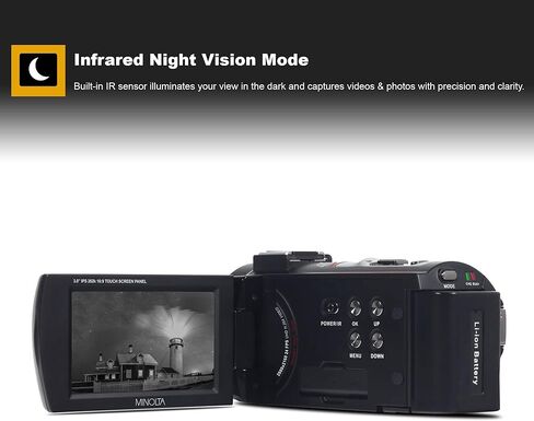 PHOTO4LESS MINOLTA® MN4K20NV 4K Ultra HD / كاميرا فيديو للرؤية الليلية بدقة 30 ميجابكسل (أسود) + بطاقة ذاكرة SD سعة 32 جيجابايت + حافظة صلبة لبطاقة الذاكرة + قارئ بطاقة USB SD عالي السرعة + حامل ثلاثي القوائم للطاولة in Kuwait