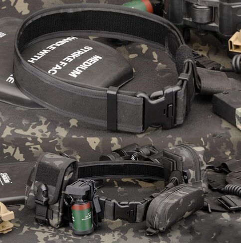 ZENGSUSU حزام واجب تكتيكي لإنفاذ القانون للخصر 30-45 بوصة، حزام فيلكرو قابل للتعديل بقياس 2.1 بوصة مع 2 من حراس الحزام in Kuwait