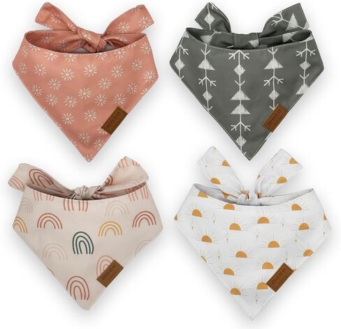 mono living Dog Bandanas 4 Pack | Summer Set | Premium Durable Soft Fabric | Dual Layered | Holiday Travel Girl Boy Unisex Puppy Cat Pet Scarfs | Unique Shape | Adjustable Fit | Small & Large |(Large) in Saudi Arabia
