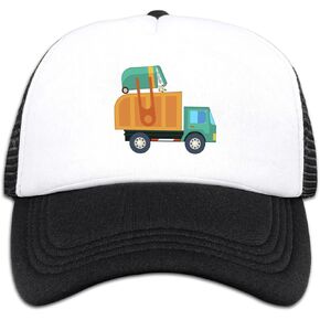 Children Sun Protection Baseball Cap Adjustable Mesh Hats Cartoon Garbage Truck (Black, One Size) in Kuwait