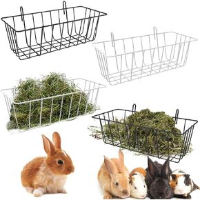 بيلوبي 4 قطع من وحدة تغذية القش والارانب مع خطافات، وحدة تغذية القش والخنزير الغيني، حامل قش معدني شديد التحمل للارانب والخنزير الغيني والارنب والشنشيلة، مستلزمات الحيوانات الاليفة الصغيرة، 9.1 × 3.9 in Kuwait