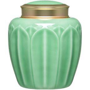 حرق جثث تذكارية على شكل زهرة من السيراميك، جنازة، مكانة، جرة دفن للرماد البشري أو رماد الحيوانات الأليفة - جرة مزخرفة - جرة جنازة تذكارية عالية الجودة (العنبر) 590 مل in Kuwait