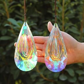 120 ملم كريستال Suncatcher، 2 حزمة كبيرة منشورية الشمس الماسكات النوافذ المعلقة الحلي قوس قزح صانع قلادة داخلي في الهواء الطلق حديقة الثريا عيد ميلاد حفل زفاف عيد الحب هدايا للنساء