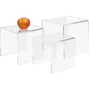 Set of 3 Premium Quality Clear Acrylic Display Stand Risers, 0.25 Inches Thick - 7, 8, 9 Inches in Kuwait