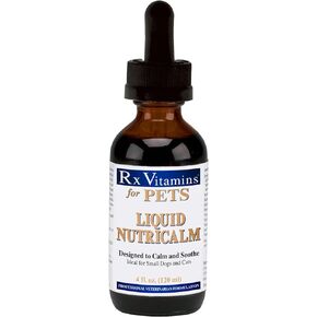 Rx Vitamins for Pets Liquid Nutricalm Supplement - Calm & Soothe Small Dogs & Cats - Hypoallergenic - Salmon Flavor - 4 oz