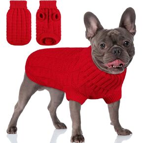 AOFITEE XL Dog Sweater, Knitted Dog Christmas Sweater for Dogs Girls Boys, Cold Weather Turtleneck Dog Knitwear, Classic Solid Color Sweatshirt for Small Medium Dogs Cats, XL Pink