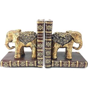 Bellaa 20898 Decorative Bookend Elephant Statues Book Ends Bookshelves Heavy Duty Non Skid Gold Home Decor 6 inch in Saudi Arabia