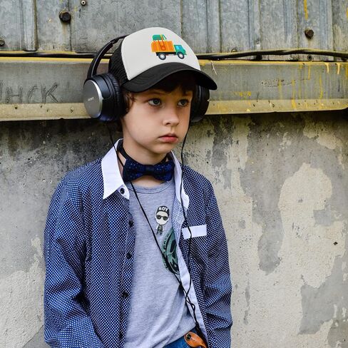 Children Sun Protection Baseball Cap Adjustable Mesh Hats Cartoon Garbage Truck (Black, One Size) in Kuwait