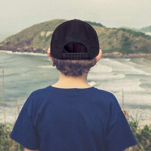 Children Sun Protection Baseball Cap Adjustable Mesh Hats Cartoon Garbage Truck (Black, One Size) in Kuwait