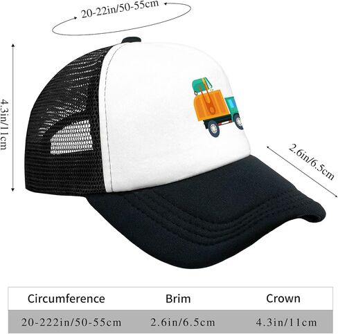 Children Sun Protection Baseball Cap Adjustable Mesh Hats Cartoon Garbage Truck (Black, One Size) in Kuwait