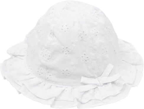 Adorable Baby Girls Floppy Hat Floral Embroidered Hollow Wide Brim SPF 50+ Hat in Saudi Arabia