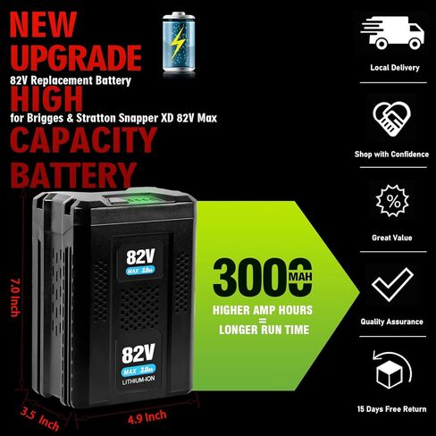 JIALIPOK 3.0Ah Lithium Ion Replacement for Briggs & Stratton Snapper XD 82V Battery BSB2AH82 BSB3AH82 BSB4AH82 BSB5AH82 1760514 in Kuwait