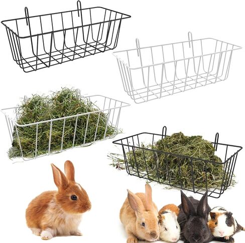 بيلوبي 4 قطع من وحدة تغذية القش والارانب مع خطافات، وحدة تغذية القش والخنزير الغيني، حامل قش معدني شديد التحمل للارانب والخنزير الغيني والارنب والشنشيلة، مستلزمات الحيوانات الاليفة الصغيرة، 9.1 × 3.9 in Kuwait