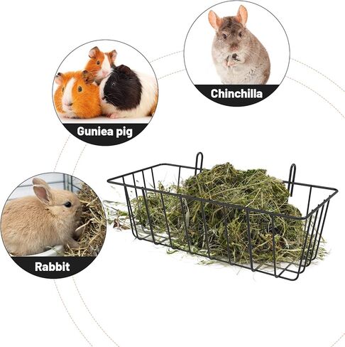 بيلوبي 4 قطع من وحدة تغذية القش والارانب مع خطافات، وحدة تغذية القش والخنزير الغيني، حامل قش معدني شديد التحمل للارانب والخنزير الغيني والارنب والشنشيلة، مستلزمات الحيوانات الاليفة الصغيرة، 9.1 × 3.9 in Kuwait
