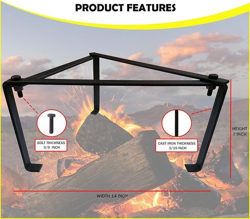14 Inch Camping Tripod for Cooking, Camping Cooking Stand, Tripod Grill, Fire Tripod for Cooking, Cast Iron Stand, Dutch Oven Stand, Fire Pit Stand, Dutch Oven Tripod, Cooking Tripod for Campfire in Saudi Arabia