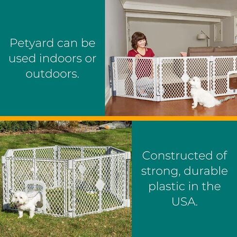 حاجز مرور وقلم MyPet Petyard من North States مع طقم تثبيت على الحائط: صُنع في الولايات المتحدة الأمريكية، ويتضمن بابًا قابلاً للقفل للحيوانات الأليفة. جبل الأجهزة أو قائما بذاته. 18.5 قدم مربع حاوية (طولها 26 بوصة، رمادي فاتح) in Kuwait