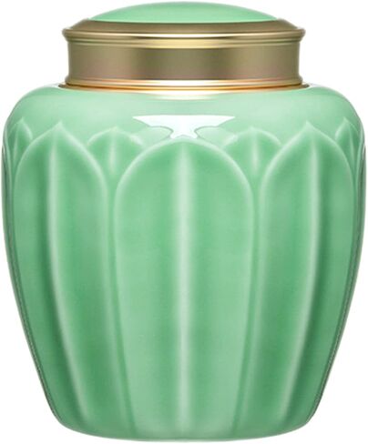 حرق جثث تذكارية على شكل زهرة من السيراميك، جنازة، مكانة، جرة دفن للرماد البشري أو رماد الحيوانات الأليفة - جرة مزخرفة - جرة جنازة تذكارية عالية الجودة (العنبر) 590 مل in Kuwait