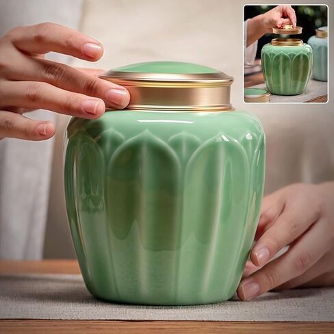 حرق جثث تذكارية على شكل زهرة من السيراميك، جنازة، مكانة، جرة دفن للرماد البشري أو رماد الحيوانات الأليفة - جرة مزخرفة - جرة جنازة تذكارية عالية الجودة (العنبر) 590 مل in Kuwait