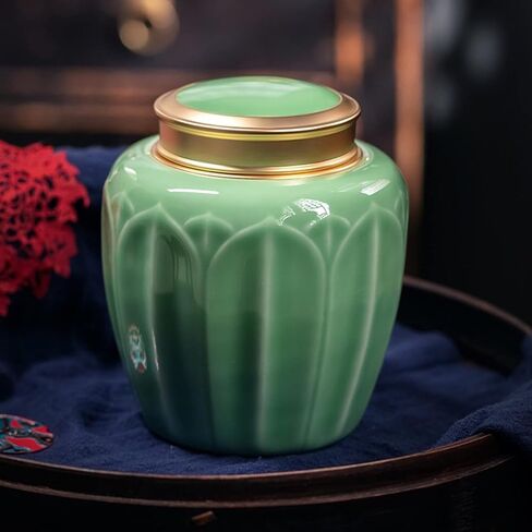 حرق جثث تذكارية على شكل زهرة من السيراميك، جنازة، مكانة، جرة دفن للرماد البشري أو رماد الحيوانات الأليفة - جرة مزخرفة - جرة جنازة تذكارية عالية الجودة (العنبر) 590 مل in Kuwait