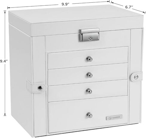 Large Jewelry Boxes with Lock, 4 Drawers and Large Mirror, 5-Layer Jewelry Organizer for Sunglasses, Big Jewelry, Watches, Jewelry Storage, Gift Idea for Loved One White USSH001BV1 in Kuwait