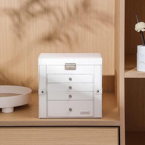 Large Jewelry Boxes with Lock, 4 Drawers and Large Mirror, 5-Layer Jewelry Organizer for Sunglasses, Big Jewelry, Watches, Jewelry Storage, Gift Idea for Loved One White USSH001BV1 in Kuwait