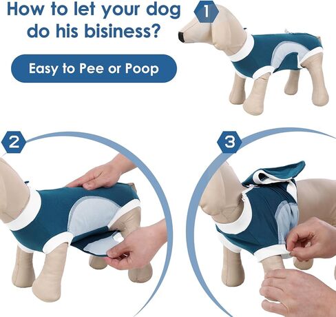 MORVIGIVE بدلة تعافي بسحاب للكلاب والقطط بعد الجراحة، بدلة تعافي للكلاب قابلة للتنفس، أنثى ذكر كلب مخروطي بديل لجروح البطن، قميص مضاد للعق جراحة الحيوانات الأليفة in Kuwait