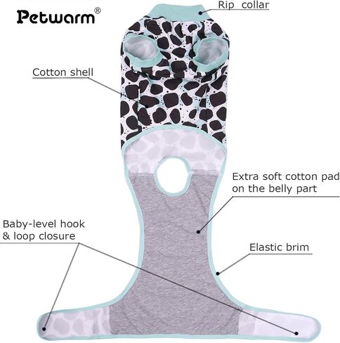 بديل مخروطي للكلاب من PetWarm بعد الجراحة، بدلة تعافي للكلاب الذكور من الإناث، ملابس للكلاب بعد الجراحة التعقيم الجراحي، بدلة مريحة للتعافي الجراحي للحيوانات الأليفة مضادة لللعق، ملابس للكلاب، نمط الفهد، أخضر، مقاس M in Kuwait
