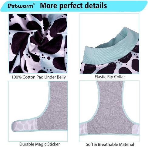 بديل مخروطي للكلاب من PetWarm بعد الجراحة، بدلة تعافي للكلاب الذكور من الإناث، ملابس للكلاب بعد الجراحة التعقيم الجراحي، بدلة مريحة للتعافي الجراحي للحيوانات الأليفة مضادة لللعق، ملابس للكلاب، نمط الفهد، أخضر، مقاس M in Kuwait