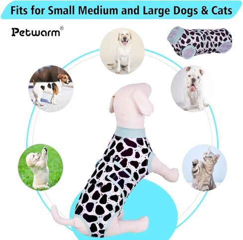 بديل مخروطي للكلاب من PetWarm بعد الجراحة، بدلة تعافي للكلاب الذكور من الإناث، ملابس للكلاب بعد الجراحة التعقيم الجراحي، بدلة مريحة للتعافي الجراحي للحيوانات الأليفة مضادة لللعق، ملابس للكلاب، نمط الفهد، أخضر، مقاس M in Kuwait