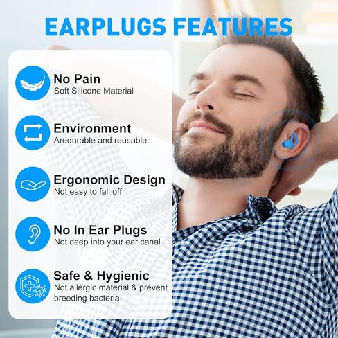 Ear Plugs for Sleeping Noise Cancelling,Comfortable Silicone Sound Blocking Earplugs, Reusable Washable Earplugs for Sleeping, Work, Study, Snoring, Shooting, Concerts in Kuwait