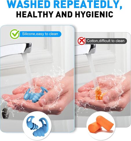 Ear Plugs for Sleeping Noise Cancelling,Comfortable Silicone Sound Blocking Earplugs, Reusable Washable Earplugs for Sleeping, Work, Study, Snoring, Shooting, Concerts in Kuwait
