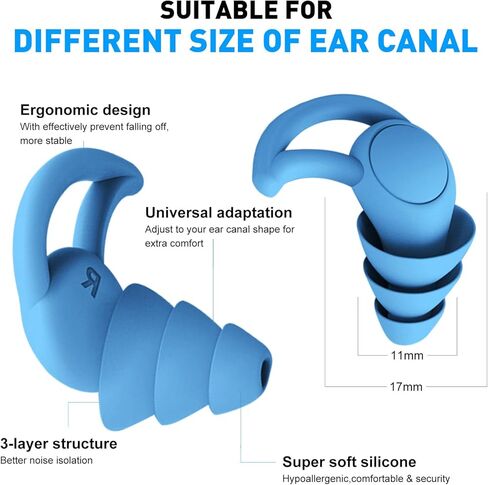 Ear Plugs for Sleeping Noise Cancelling,Comfortable Silicone Sound Blocking Earplugs, Reusable Washable Earplugs for Sleeping, Work, Study, Snoring, Shooting, Concerts in Kuwait