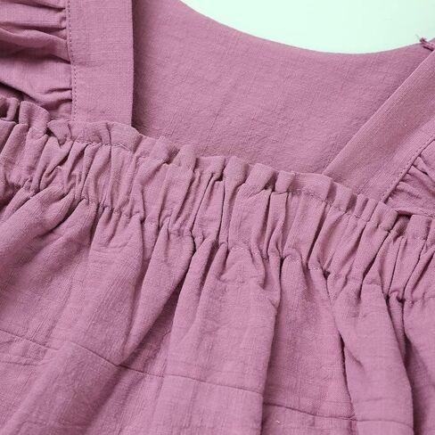 USKIDKK فستان صيفي للفتيات الصغيرات من القطن والكتان للأطفال فساتين حفلات الشاطئ بدون أكمام in Kuwait