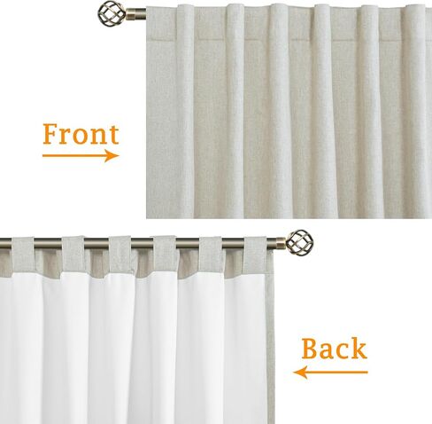 LAMIT 100% Blackout Short Linen Curtains for Cafe, 40 Inch Length Linen Textured Thermal Curtains Back Tab and Rod Pocket Neutral Panels with White Liner for Kitchen, 2 Panels, 34 x 40 Inch, Ivory in Kuwait
