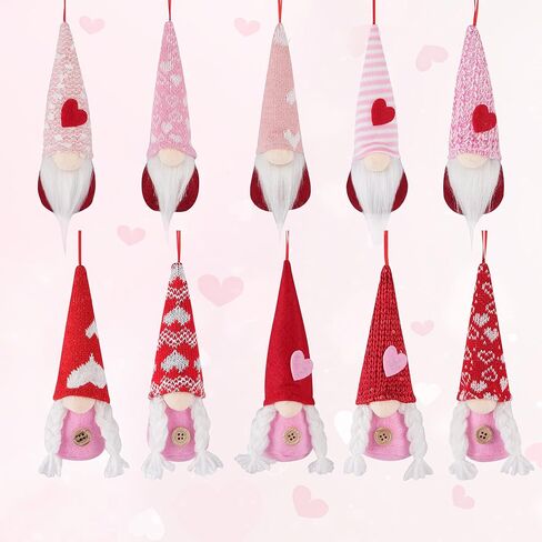 زينة معلقة لعيد الحب - 10 قطع قطيفة سويدية مصنوعة يدويًا لتزيين حفلات المنزل والشجرة in Kuwait