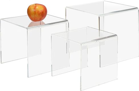 Set of 3 Premium Quality Clear Acrylic Display Stand Risers, 0.25 Inches Thick - 7, 8, 9 Inches in Kuwait