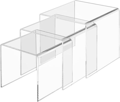 Set of 3 Premium Quality Clear Acrylic Display Stand Risers, 0.25 Inches Thick - 7, 8, 9 Inches in Kuwait