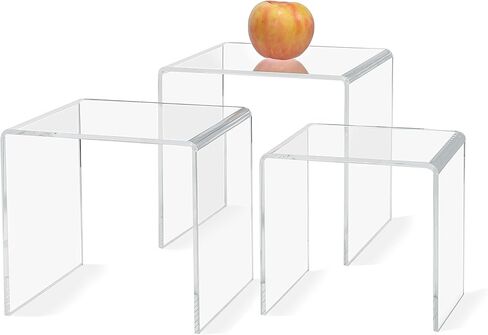 Set of 3 Premium Quality Clear Acrylic Display Stand Risers, 0.25 Inches Thick - 7, 8, 9 Inches in Kuwait