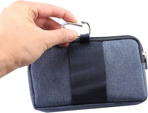 Mens Cell Phone Holster with Belt Loop, Mobile Phone Belt Clip Pouch Black, Men's Bag Zippered Phone Belt Holder Phone Case with Clip Bumbag Protector Waist Pouch Wallet with Carabiner Hook Belt Loop in Saudi Arabia