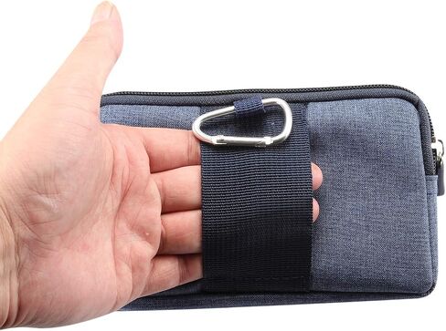 Mens Cell Phone Holster with Belt Loop, Mobile Phone Belt Clip Pouch Black, Men's Bag Zippered Phone Belt Holder Phone Case with Clip Bumbag Protector Waist Pouch Wallet with Carabiner Hook Belt Loop in Saudi Arabia